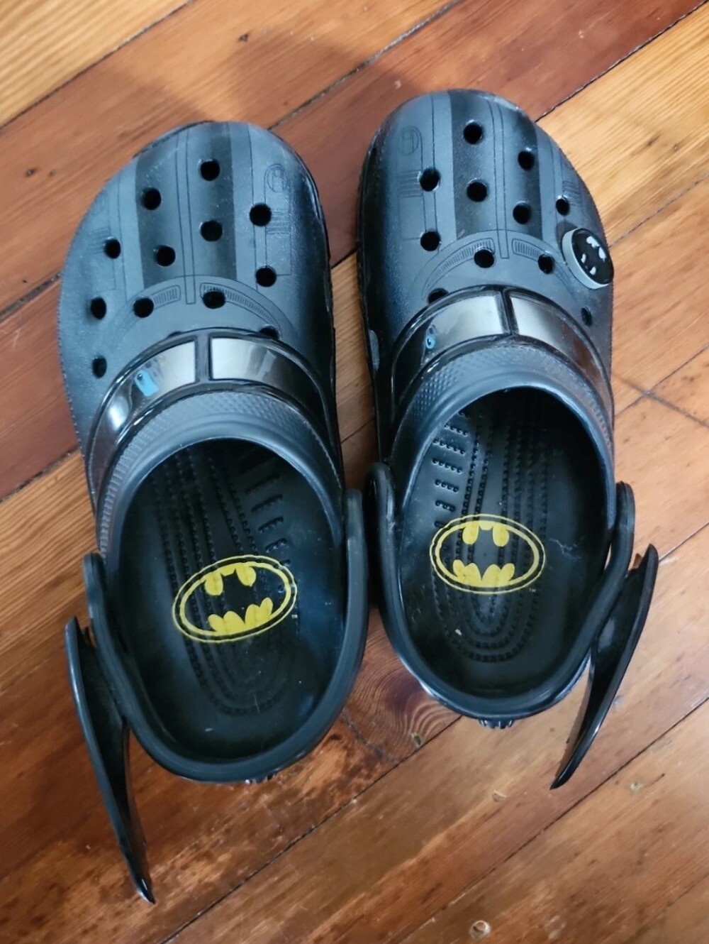 CROCS  Black Sandals with Yellow Batman Logo